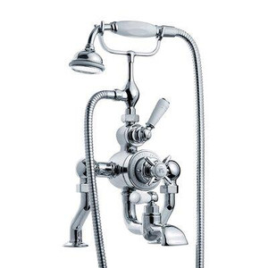 Lefroy Brooks Classic White Double Handle Deck Mounted Thermostatic Bath/Shower Mixer with Tub Faucet and Handshower Canada Preview