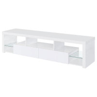 Ivy Bronx Jude 2-drawer 71" TV Stand With Shelving White High Gloss