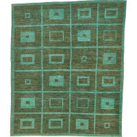 Isabelline One-of-a-Kind Easton Hand-Knotted Green/Brown 6'6" x 7'9" Wool Area Rug