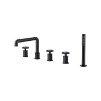 Aqua Gallery Triple Handle Deck Mounted Roman Tub Faucet With Handshower