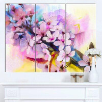 Made in Canada - Design Art 'Japanese Cherry Blossoms Watercolor' 3 Piece Painting Print on Wrapped Canvas Set