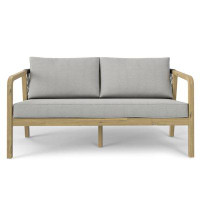 Hokku Designs Palmetto Outdoor Sofa in Stone Grey/Light Teak