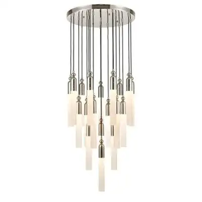 Features: Finish: Matte white/aged brass. Material: Aluminum steel glass. Suspension type: Wire cabl...