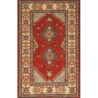 Pasargad One-of-a-Kind Oriental Hand-Knotted 3' 5" X 5' 4" Wool Red Area Rug