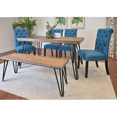 5 piece dinnerware set hairpin dining table and 4 chairs 3 colour options. Enhance your dining exper...