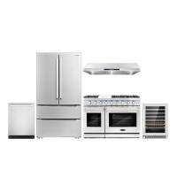 Cosmo 5 Piece Kitchen Package with French Door Refrigerator & 47.9" Gas Range