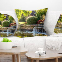 East Urban Home Printed Green Lake and Plants Pillow