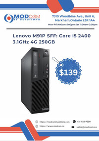 Lenovo ThinkCentre M91P SFF Desktop: Core i5 2400 3.1GHz 4G 250GB PC Off Lease For Sale!!