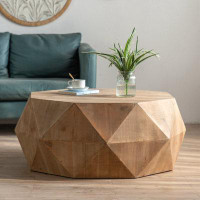 Loon Peak Eal Solid Wood Pedestal Coffee Table
