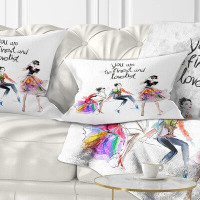 Made in Canada - The Twillery Co. Abstract Portrait Three Pretty Fashion Girls Lumbar Pillow