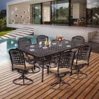 Bloomsbury Market 6-Person Rectangular Patio Outdoor Dining Set With Cushions(Set Of 7)