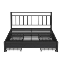 Winston Porter Queen Size Storage Platform Bed With 4 Drawers