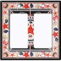WorldAcc Metal Light Switch Plate Outlet Cover (Nautical Sailor Beach Star Fish Clams  - Single Toggle)