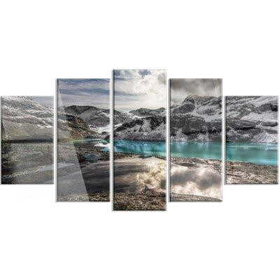 Design Art 'Mountain Creek Under Cloudy Sky' 5 Piece Graphic Art on Metal Set in Arts & Collectibles