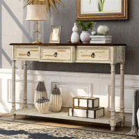 Longshore Tides Console Table Luxurious Exquisite Wood Sofa Table with Drawers Long Shelf Furniture for Entryway