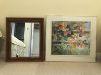 ONLINE AUCTION: Wood Mirror and Leaf Watercolor