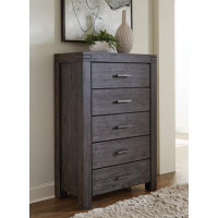 Modus Furniture Meadow Five Drawer Solid Wood Chest In Graphite (2024)