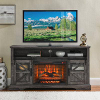 August Grove 60 Inch Electric Fireplace Entertainment Centre With Door Sensor