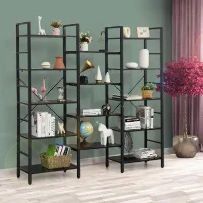 Industrial design and vintage look make this bookcase match well with home décor whether in your liv...
