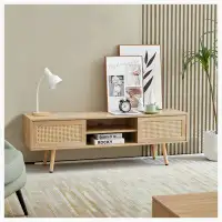 Wrought Studio 55.12" TV cabinet with adjustable shelf, solid wood legs, TV console for living room