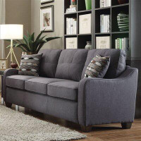 Red Barrel Studio Grey Linen Sofa With 2 Pillows