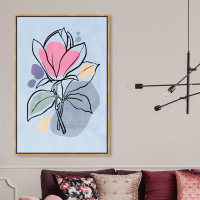 Red Barrel Studio Flowers in Bloom Blue by Oliver Gal - Floater Frame Graphic Art on Canvas