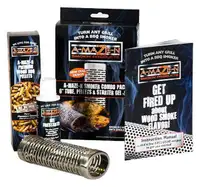 A-MAZE-N Combo Pack - 6 Tube Smoker, 12oz Pitmaster Choice Pellets & 4oz Gel Fire Starter  - In Stock