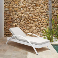 Wrought Studio Badami Modern Adjustable Outdoor Patio Chaise Lounge Chair in Wicker and Cushions
