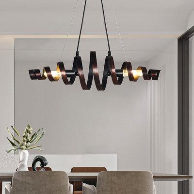 Wrought Studio 2 - Light Kitchen Island Unique/Statement Industry Design Linear Pendant Liner Modern Geometric in Indoor Lighting & Fans