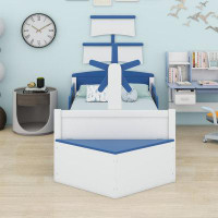 Sunside Sails Twin Size Boat-Shaped Platform Bed With Twin Size Trundle,Twin Bed With Storage For Bedroom