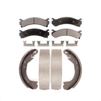 Front Rear Semi-Metallic Brake Pads Drum Shoes Kit For Cadillac DeVille With 8 Lug Wheels KFN-100219