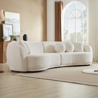 Hokku Designs Sofa Soft Comfy Teddy Fabric Upholstered Deap Seat Sectional Couch