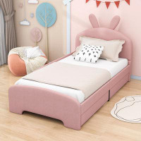 Zoomie Kids Twin Size 2 Drawers Upholstered Platform Bed