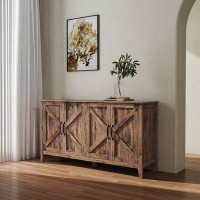 August Grove Cabinet With 4 Doors And 4 Open Shelgves,Freestanding Sideboard Storage Cabinet Entryway Floor Cabinet For