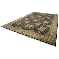 Isabelline One-of-a-Kind Hand-Knotted 2000S 11'9" X 17'7" Area Rug in Beige/Black