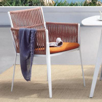 Bay Isle Home™ Orange Rope Woven Outdoor Armchair With White Aluminum Frame