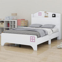 Harper Orchard Cervin Twin Wooden House Bed with Storage Headboard