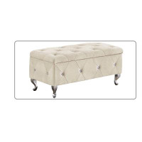 House of Hampton Luxurious style storage bench with tufted upholstery and metal legs