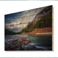 Millwood Pines Mountain Lake With Rainboo - Lake House Wood Wall Art Décor - Natural Pine Wood
