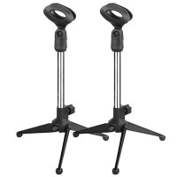 5 CORE 5 Core Desk Mic Stand 2 Pack • Height Adjustable Table Tripod • Portable Desktop Microphone Stand