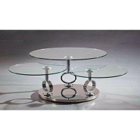 Orren Ellis 3 12 Mm Round Glass Table Tops On A Stainless Steel Base Coffee Table