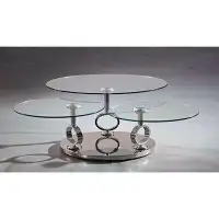 Orren Ellis 3 12 Mm Round Glass Table Tops On A Stainless Steel Base Coffee Table