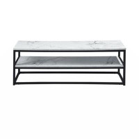 Latitude Run® 47.2 Inch White Marble Pattern TV STAND With Storage-16.5" H x 47.2" W x 15.7" D