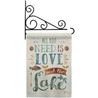 Breeze Decor All You Need Is Love And Lake - Impressions Decorative Metal Fansy Wall Bracket Garden Flag Set GS109050-BO