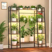 Arlmont & Co. Plant Stand Indoor With Grow Lights, 6 Tiered Metal Plant Shelf, 55" Large Plant Stand For Indoor Plants M