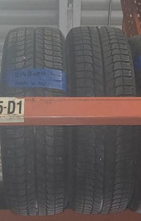 USED PAIR OF WINTER MICHELIN 215/60R16 95% TREAD WITH INSTALL