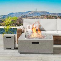 Latitude Run® 13" H X 35" W Concrete Propane Outdoor Fire Pit Table