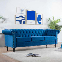 House of Hampton 83.66 Inch Traditional 3 seater Sofa with Square Arm and Removable Cushion