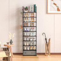 Rebrilliant 10 Tier 20 Pair Shoe Rack With 2 Boxes And 1 Hook