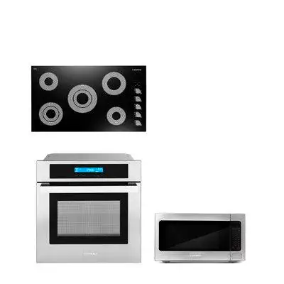 Cosmo 3 Piece Kitchen Package With 36" Electric Cooktop 24.4"  Built-In Microwave 24" Single Electric Wall Oven